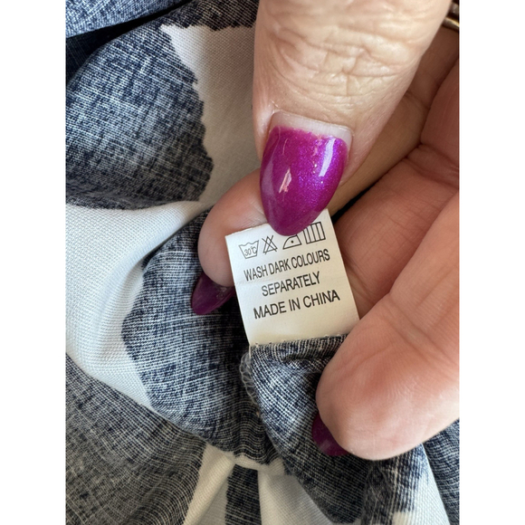 Women’s Floral Blue-White A Line Skirt Zipper Closure Pockets Elastic Waist - Picture 13 of 14